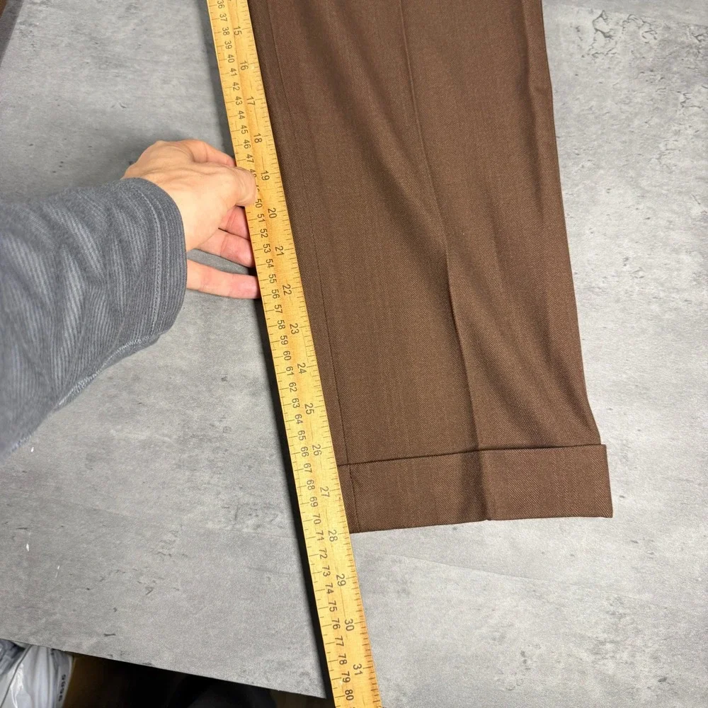 Marini Gurkha Pant Trouser Mens 30 Pleated Side Gold Buckle Brown Cuffed NEW